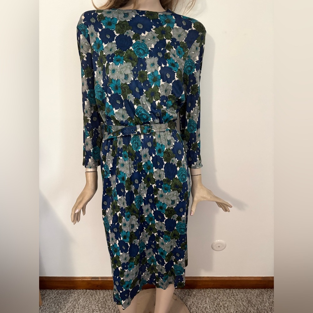 Fabulous Floral Vintage 1950s 60s NWT Belted Dress XL Deadstock